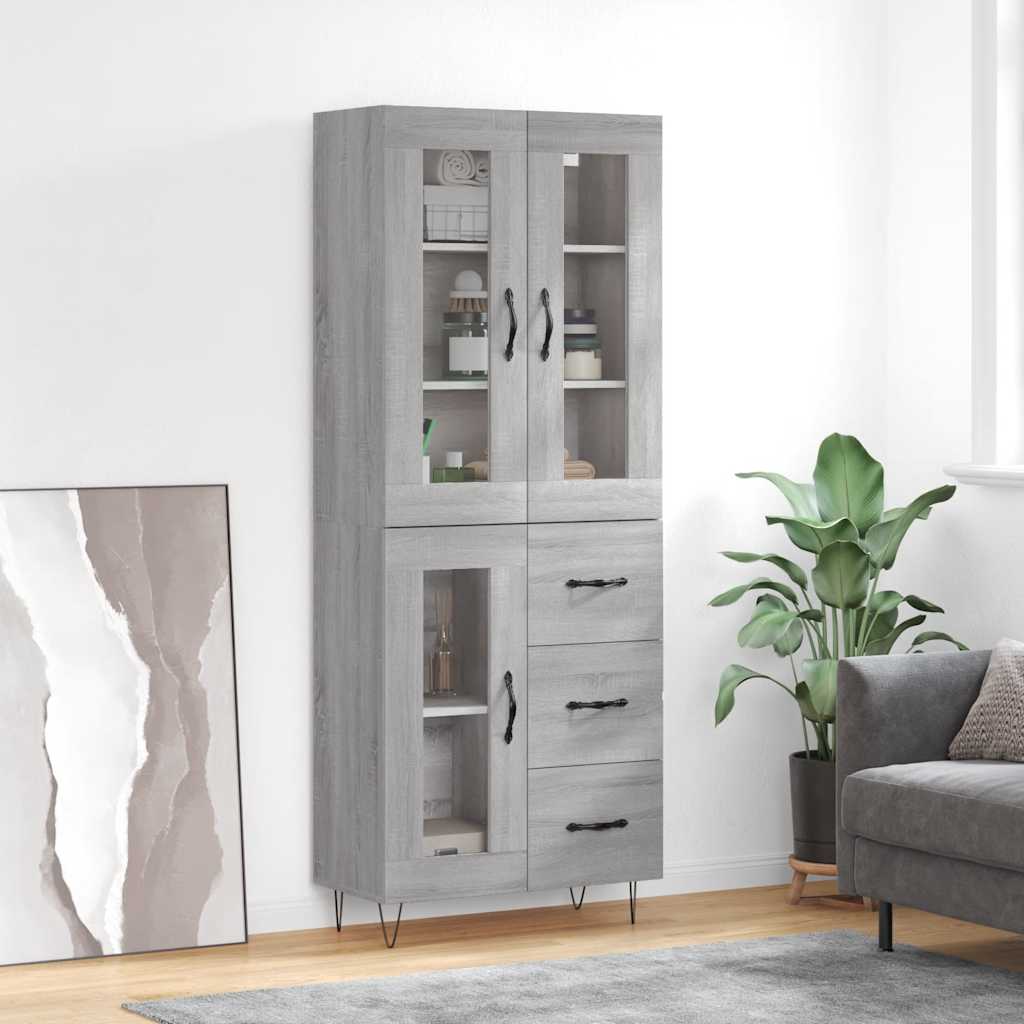 Buffet haut Sonoma gris 69,5x34x180 cm Bois d'ingénierie - XIOS
