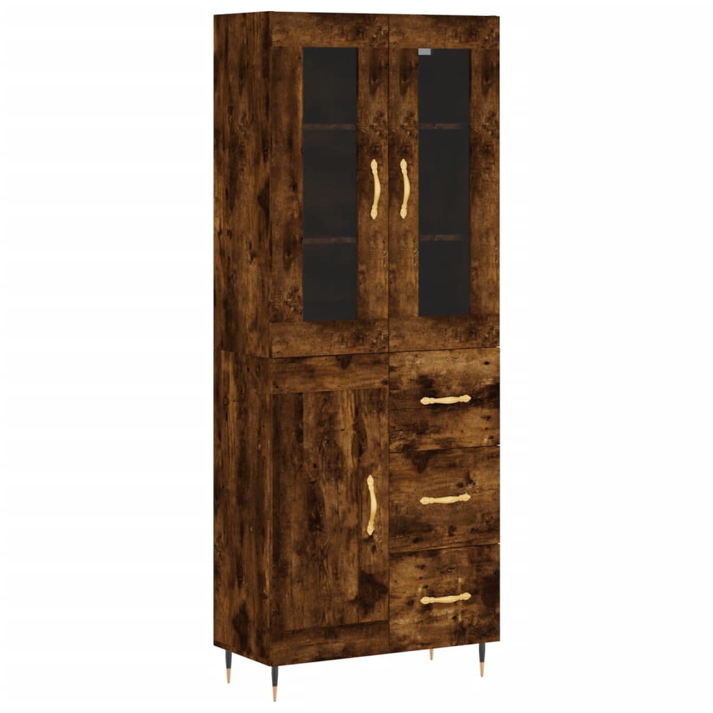Buffet haut Chêne fumé 69,5x34x180 cm Bois d'ingénierie - XIOS