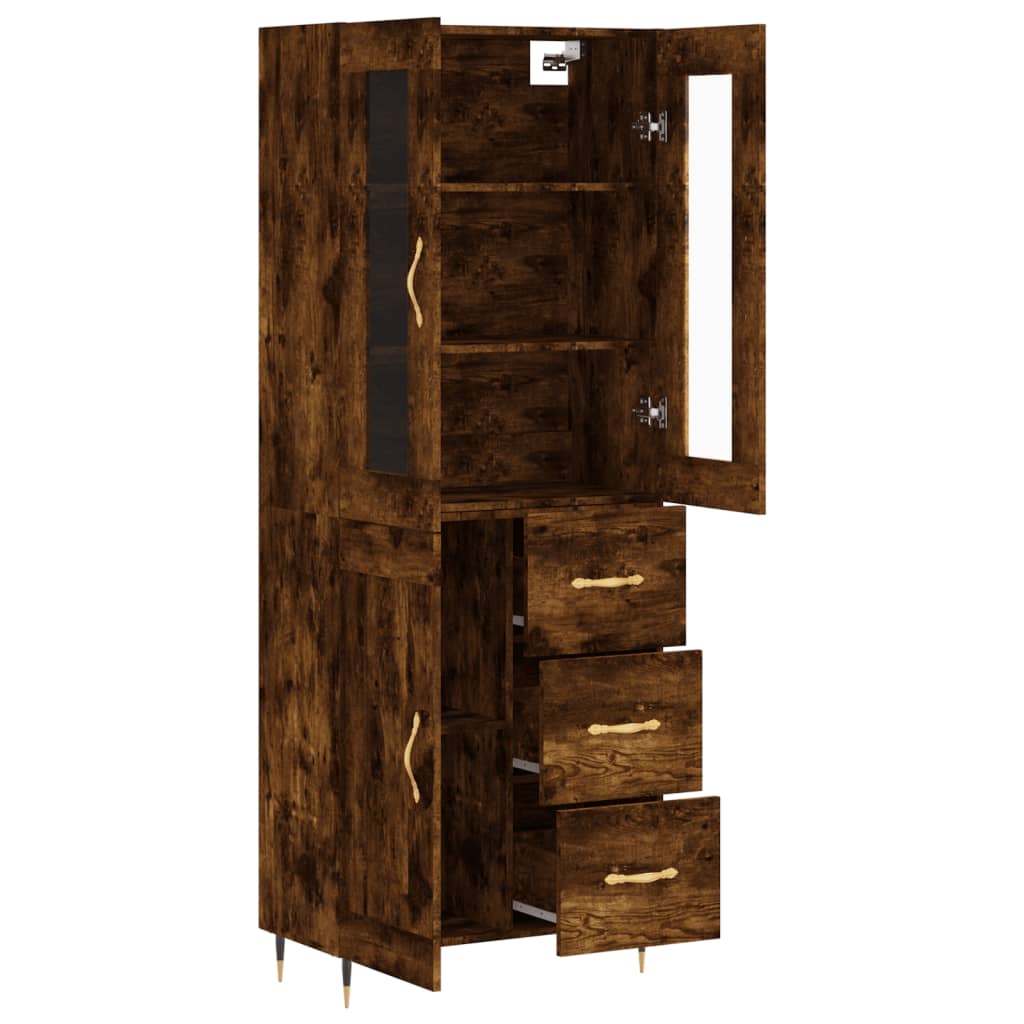Buffet haut Chêne fumé 69,5x34x180 cm Bois d'ingénierie - XIOS