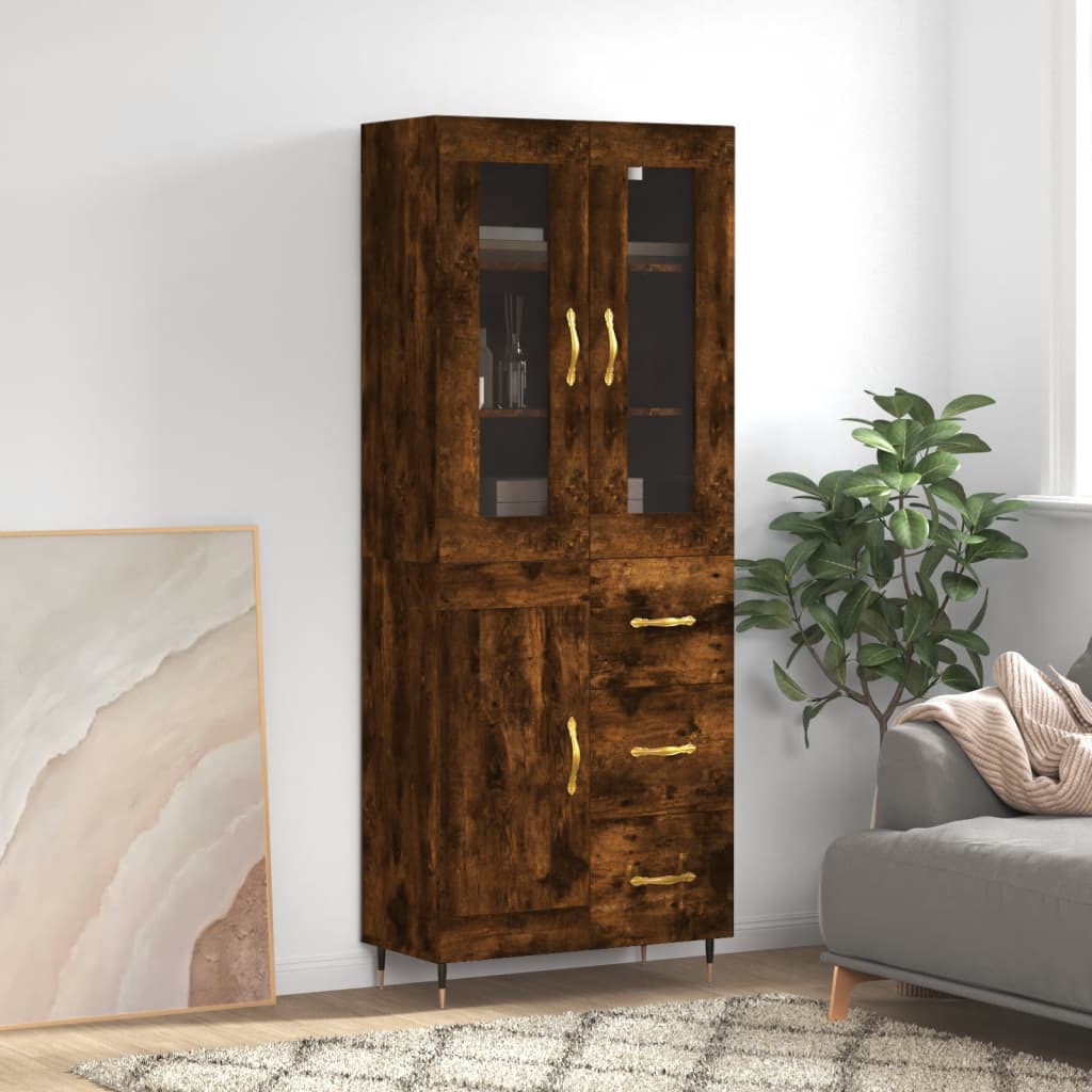Buffet haut Chêne fumé 69,5x34x180 cm Bois d'ingénierie - XIOS