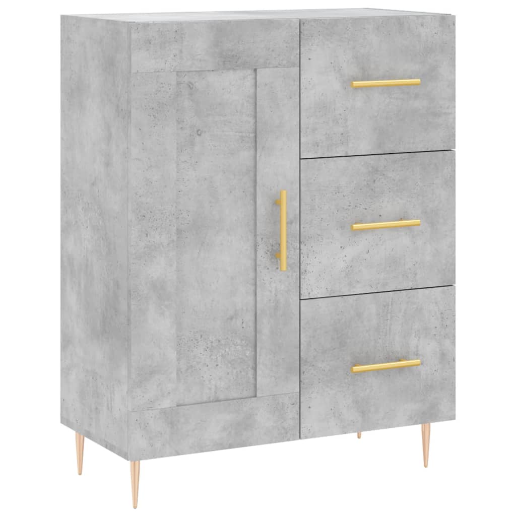 Buffet haut Gris béton 69,5x34x180 cm Bois d'ingénierie - XIOS