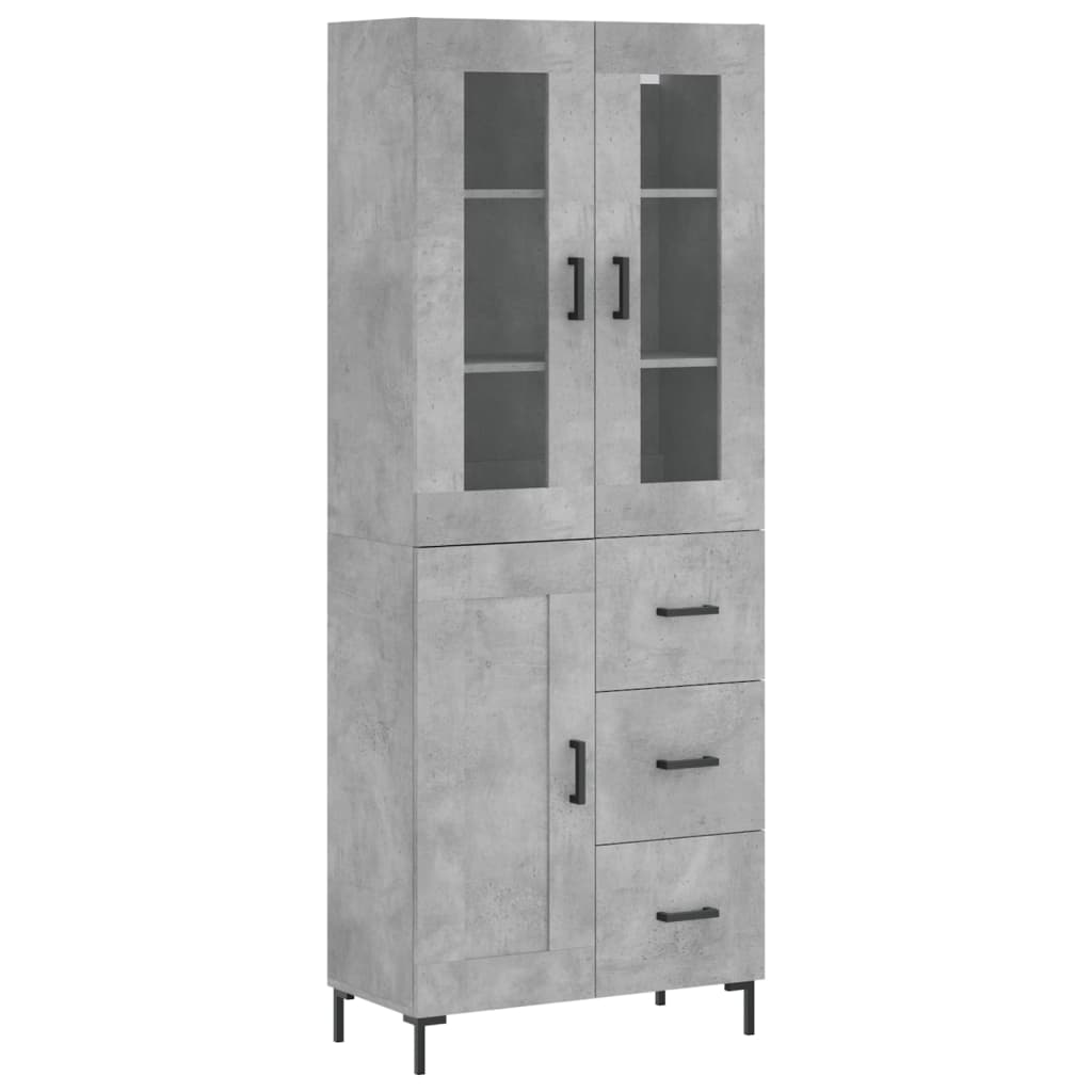 Buffet haut Gris béton 69,5x34x180 cm Bois d'ingénierie - XIOS