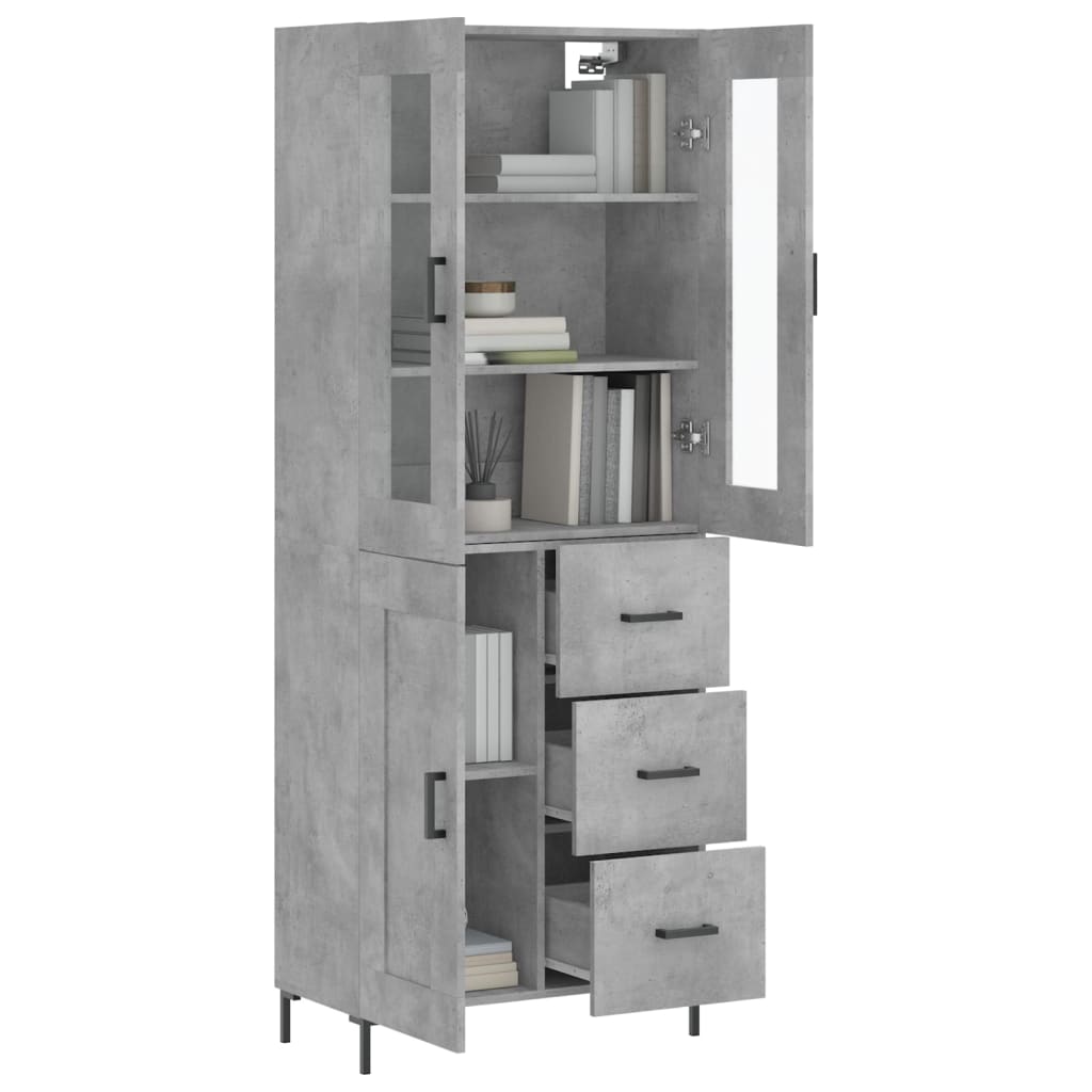 Buffet haut Gris béton 69,5x34x180 cm Bois d'ingénierie - XIOS