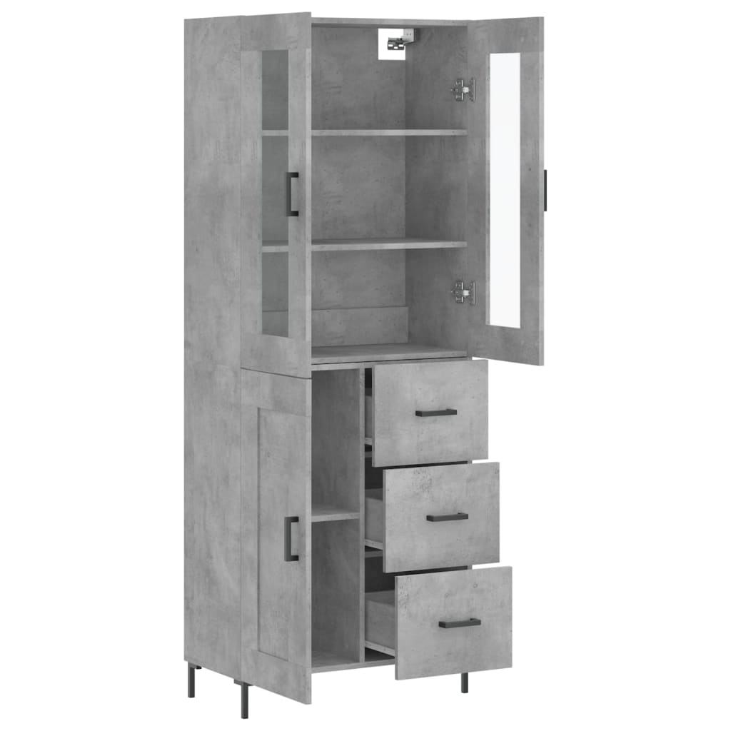 Buffet haut Gris béton 69,5x34x180 cm Bois d'ingénierie - XIOS