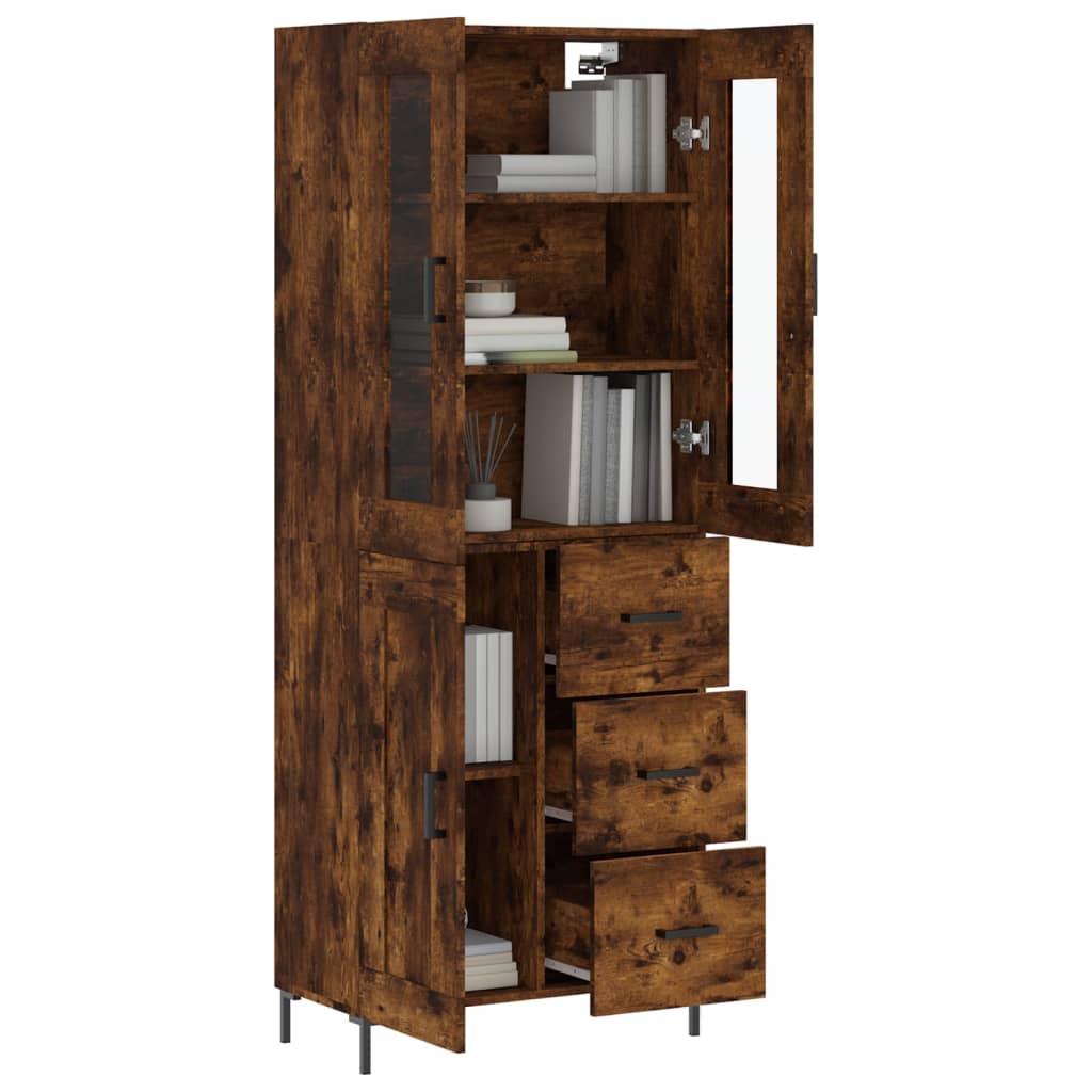 Buffet haut Chêne fumé 69,5x34x180 cm Bois d'ingénierie - XIOS