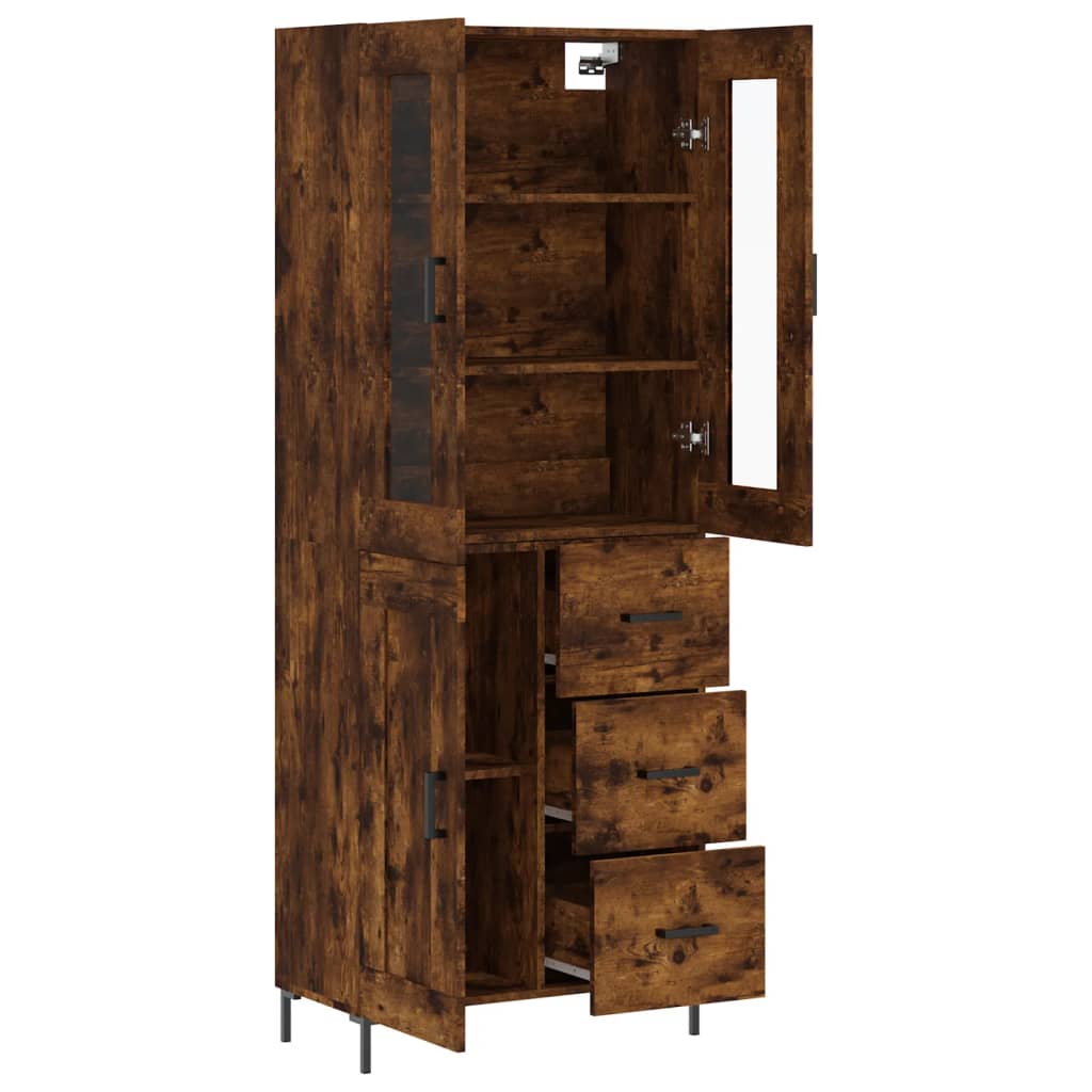 Buffet haut Chêne fumé 69,5x34x180 cm Bois d'ingénierie - XIOS