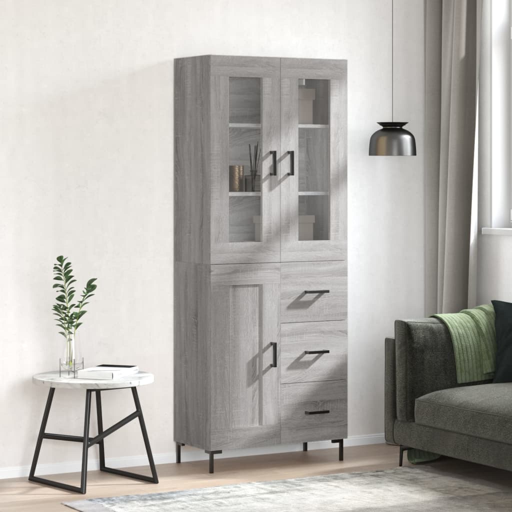 Buffet haut Sonoma gris 69,5x34x180 cm Bois d'ingénierie - XIOS