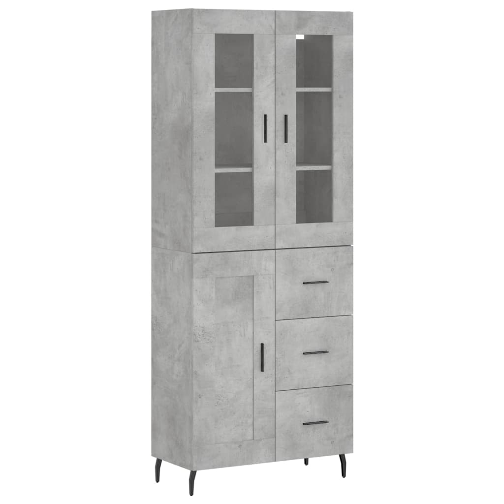 Buffet haut Gris béton 69,5x34x180 cm Bois d'ingénierie - XIOS