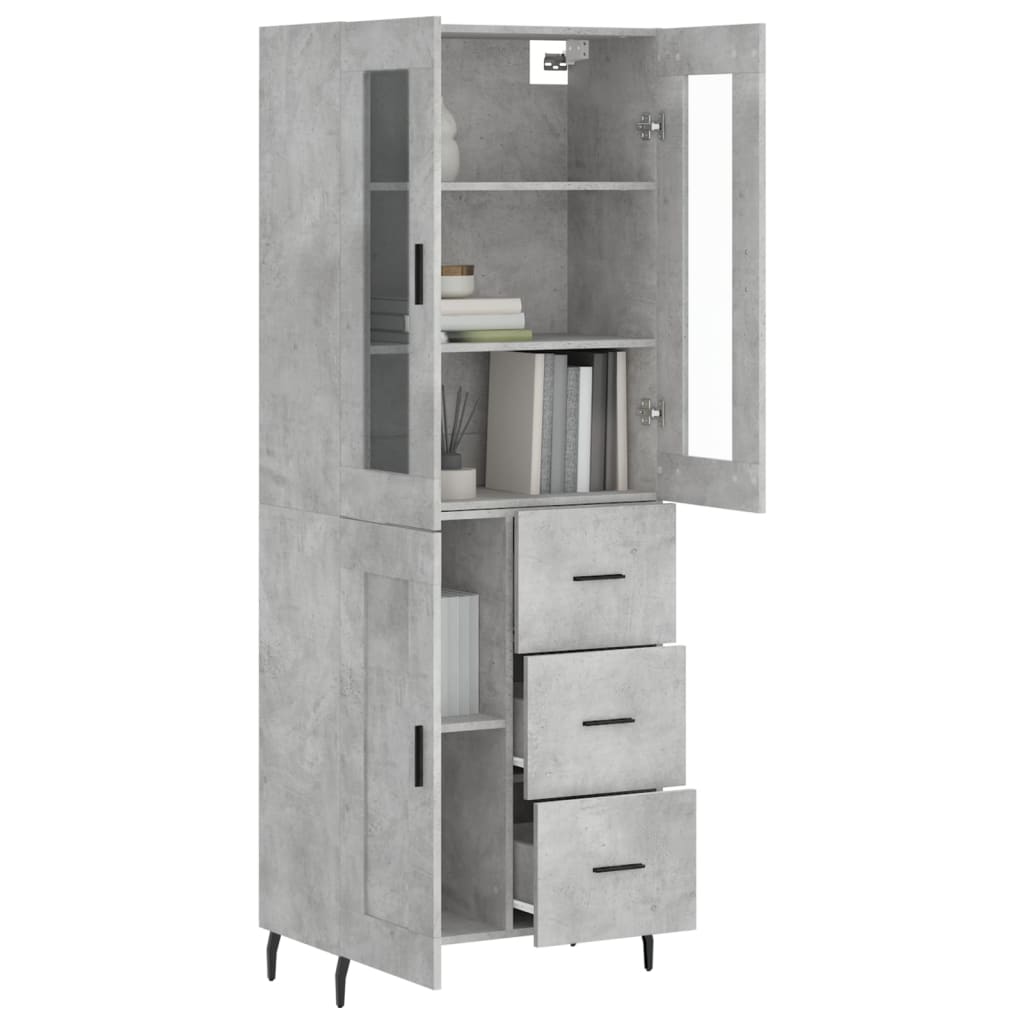 Buffet haut Gris béton 69,5x34x180 cm Bois d'ingénierie - XIOS