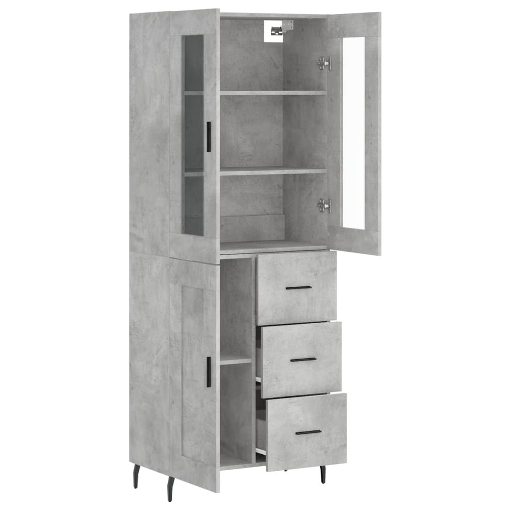 Buffet haut Gris béton 69,5x34x180 cm Bois d'ingénierie - XIOS