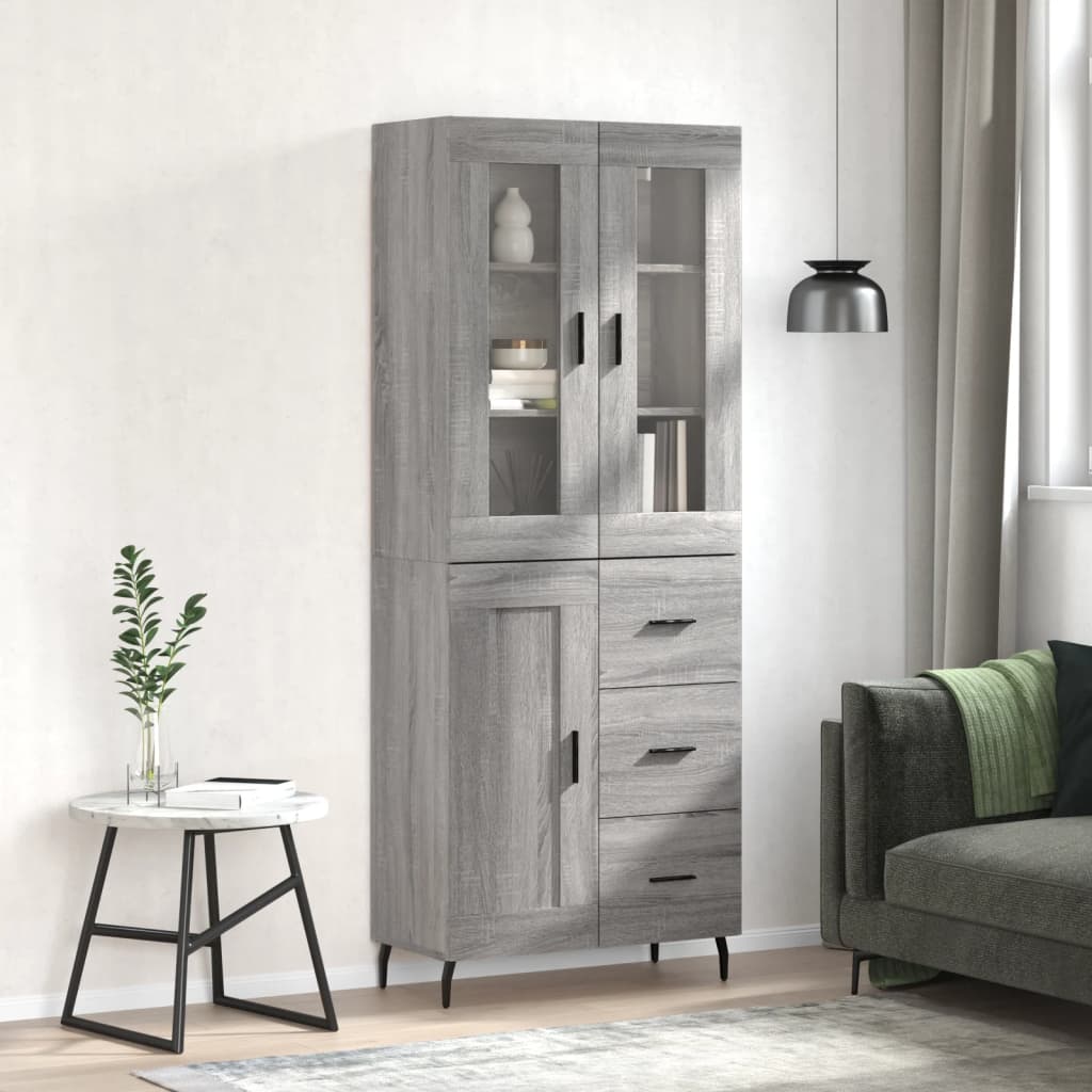 Buffet haut Sonoma gris 69,5x34x180 cm Bois d'ingénierie - XIOS