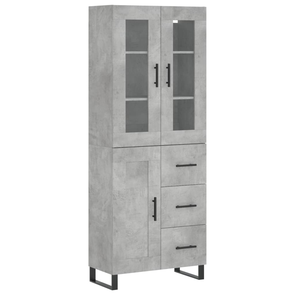Buffet haut Gris béton 69,5x34x180 cm Bois d'ingénierie - XIOS
