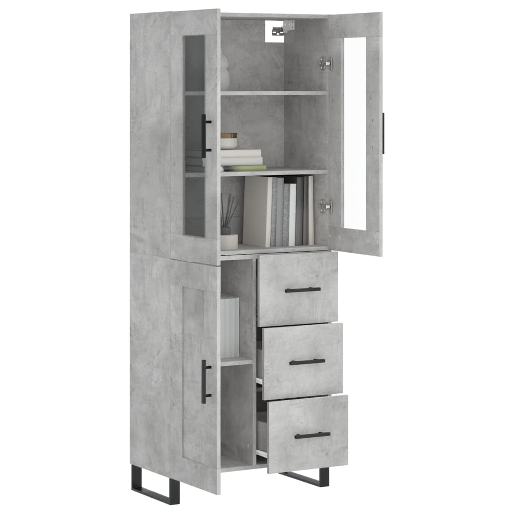 Buffet haut Gris béton 69,5x34x180 cm Bois d'ingénierie - XIOS