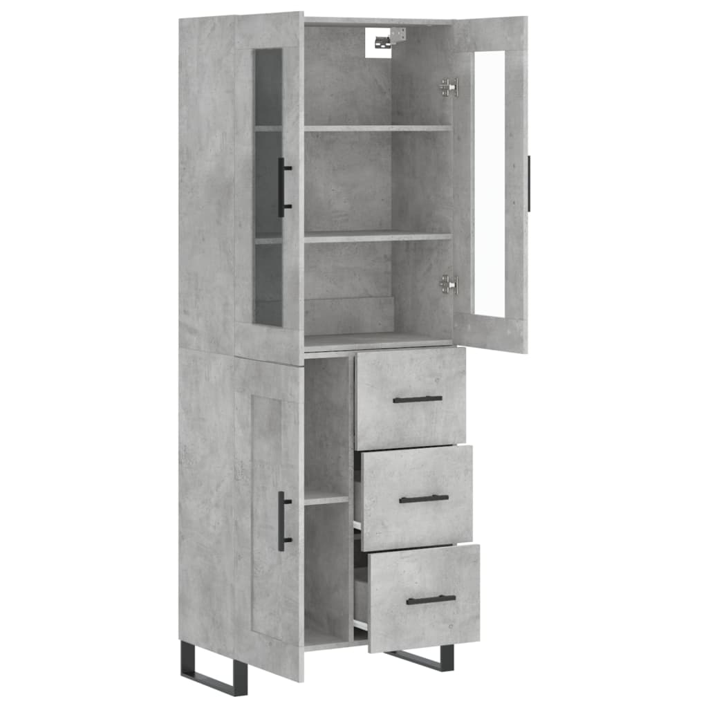 Buffet haut Gris béton 69,5x34x180 cm Bois d'ingénierie - XIOS