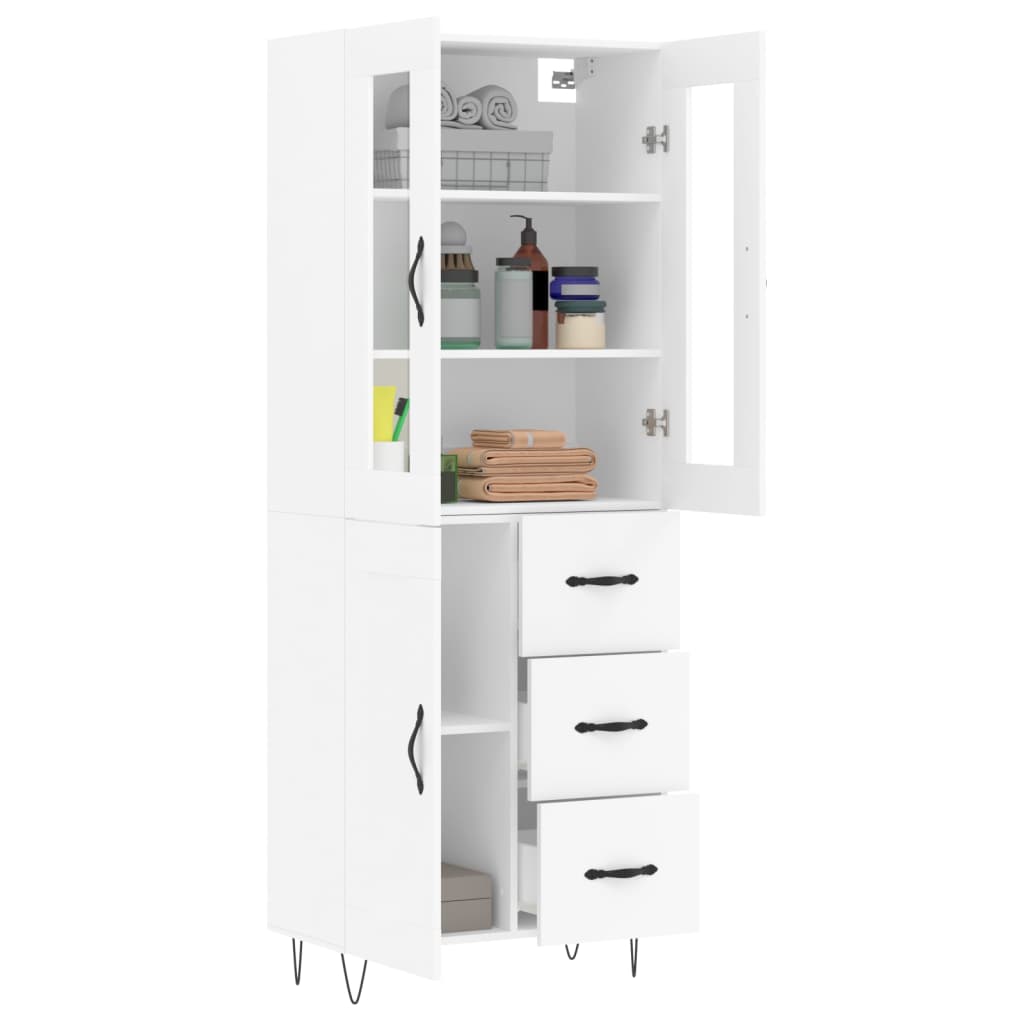 Buffet haut Blanc 69,5x34x180 cm Bois d'ingénierie