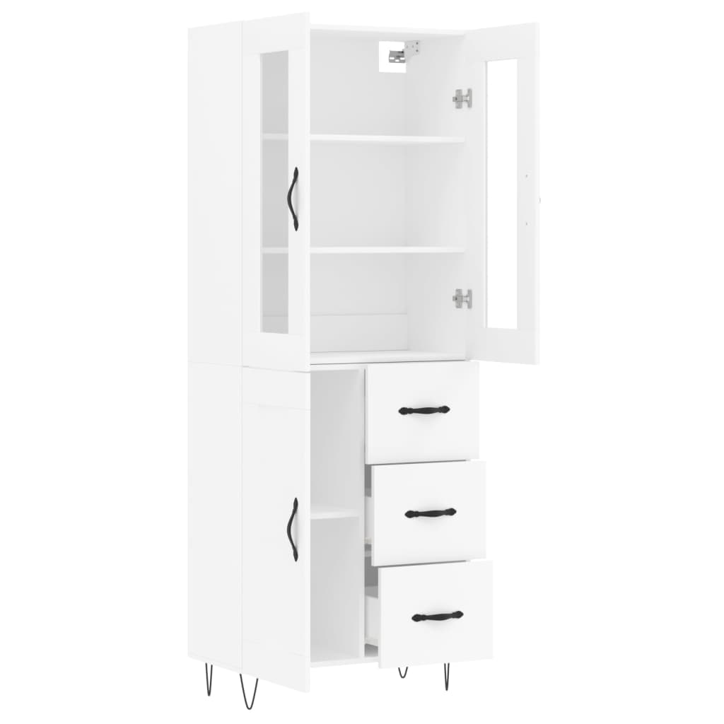 Buffet haut Blanc 69,5x34x180 cm Bois d'ingénierie
