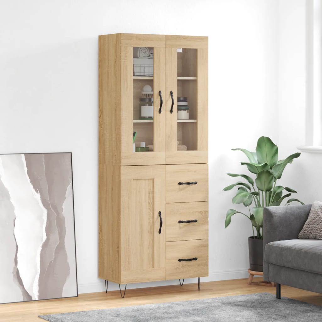 Buffet haut Chêne sonoma 69,5x34x180 cm Bois d'ingénierie