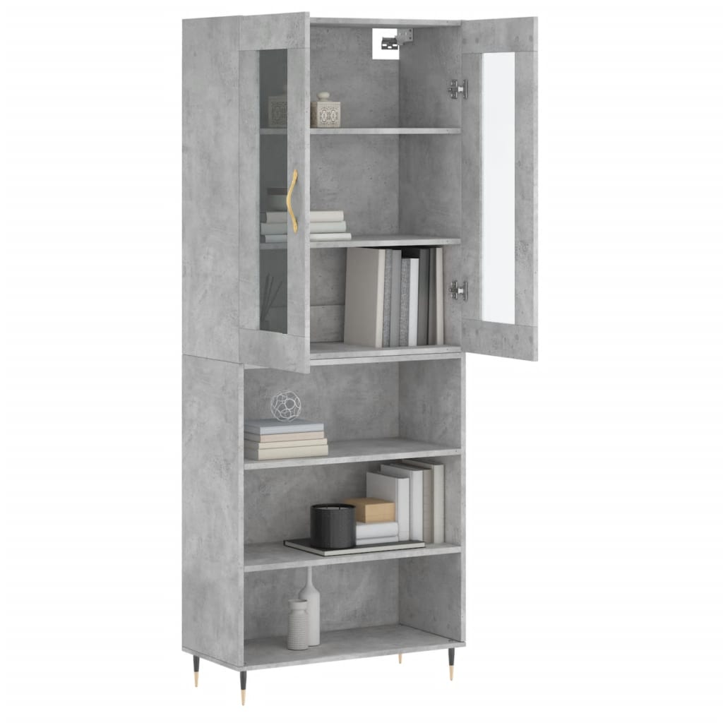 Buffet haut Gris béton 69,5x34x180 cm Bois d'ingénierie - XIOS