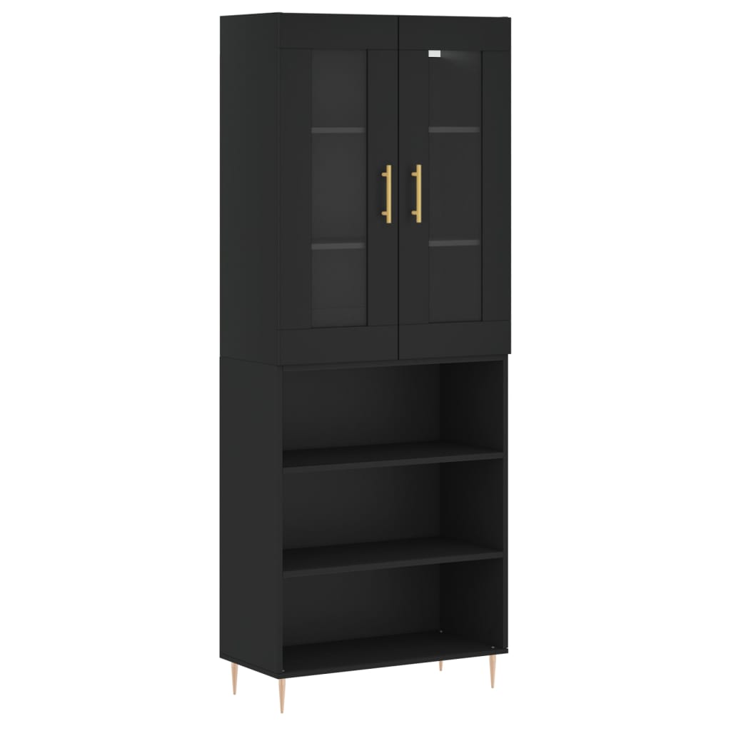 Buffet haut Noir 69,5x34x180 cm Bois d'ingénierie - XIOS