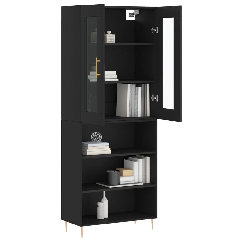 Buffet haut Noir 69,5x34x180 cm Bois d'ingénierie - XIOS