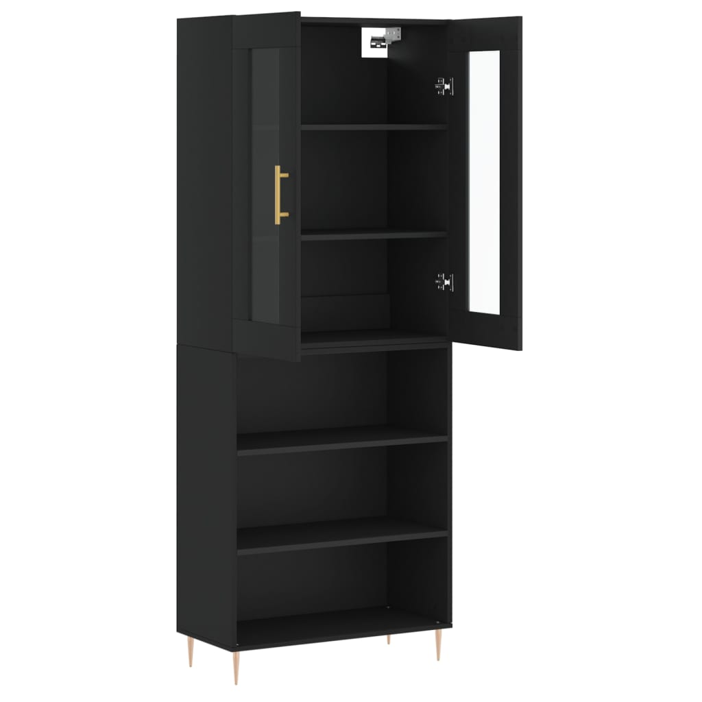 Buffet haut Noir 69,5x34x180 cm Bois d'ingénierie - XIOS