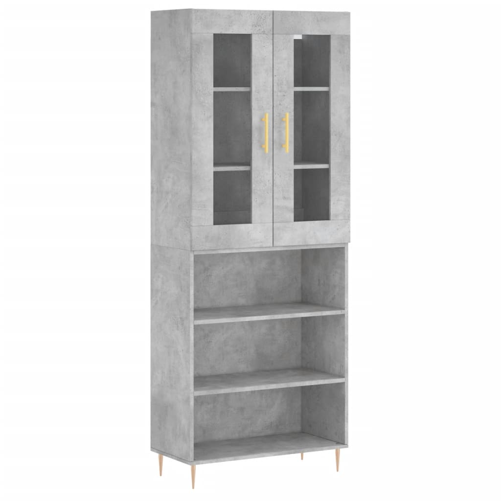 Buffet haut Gris béton 69,5x34x180 cm Bois d'ingénierie - XIOS