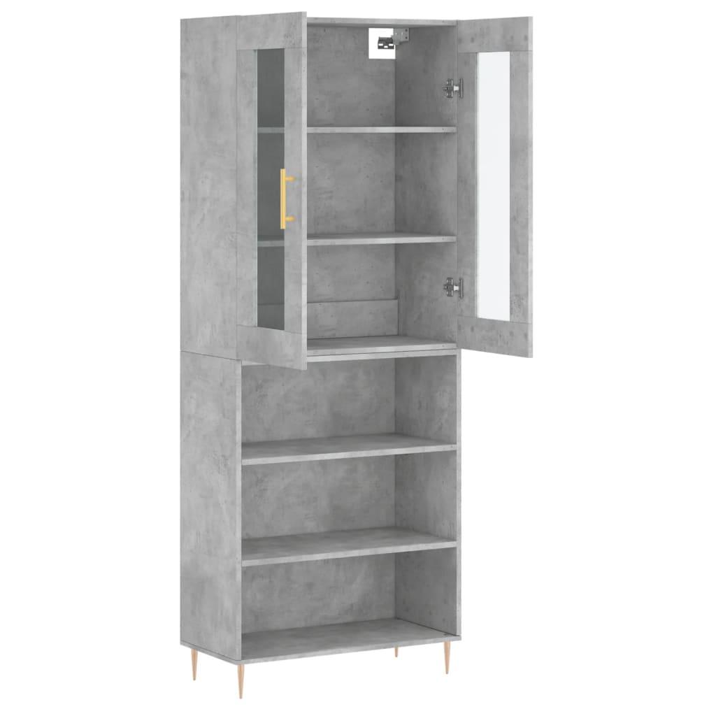 Buffet haut Gris béton 69,5x34x180 cm Bois d'ingénierie - XIOS