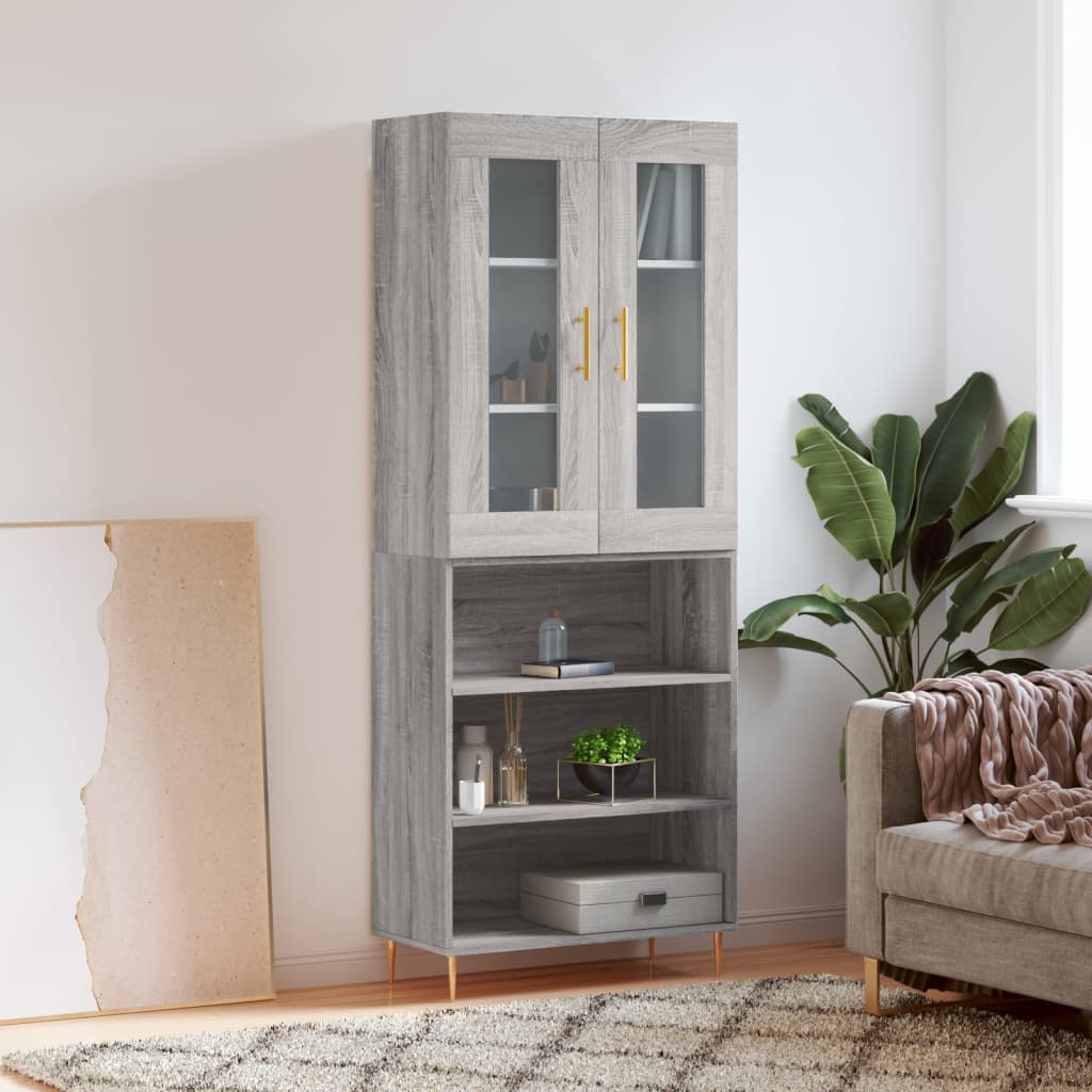 Buffet haut Sonoma gris 69,5x34x180 cm Bois d'ingénierie - XIOS