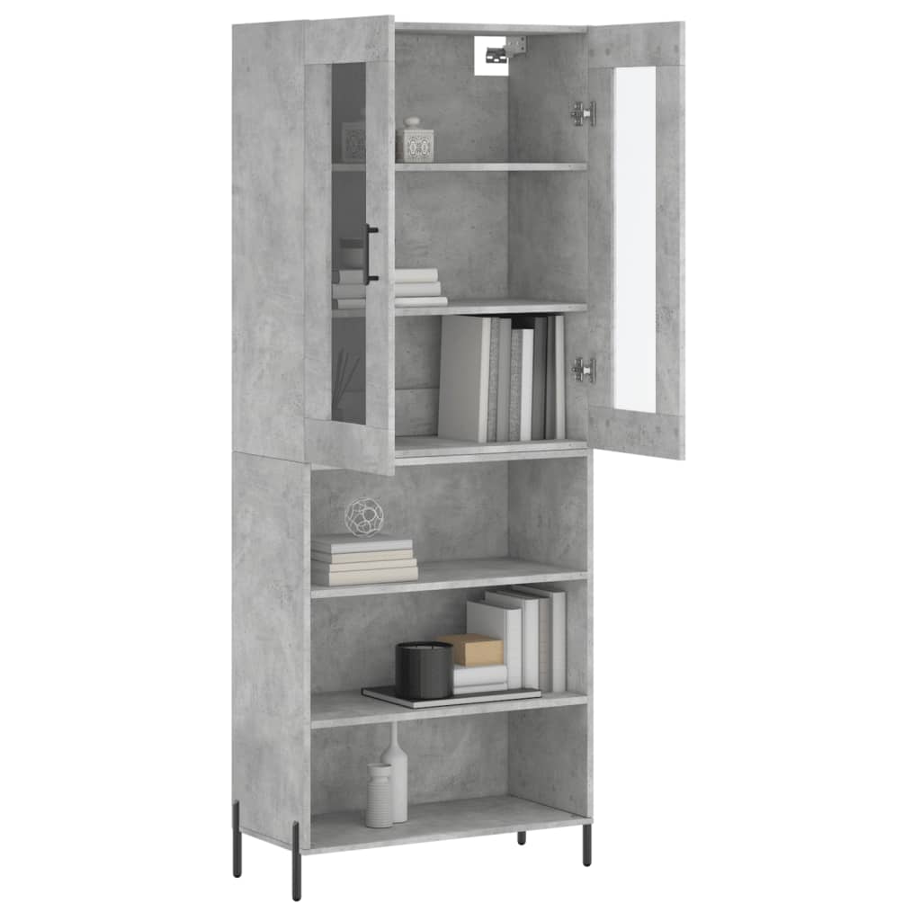 Buffet haut Gris béton 69,5x34x180 cm Bois d'ingénierie - XIOS