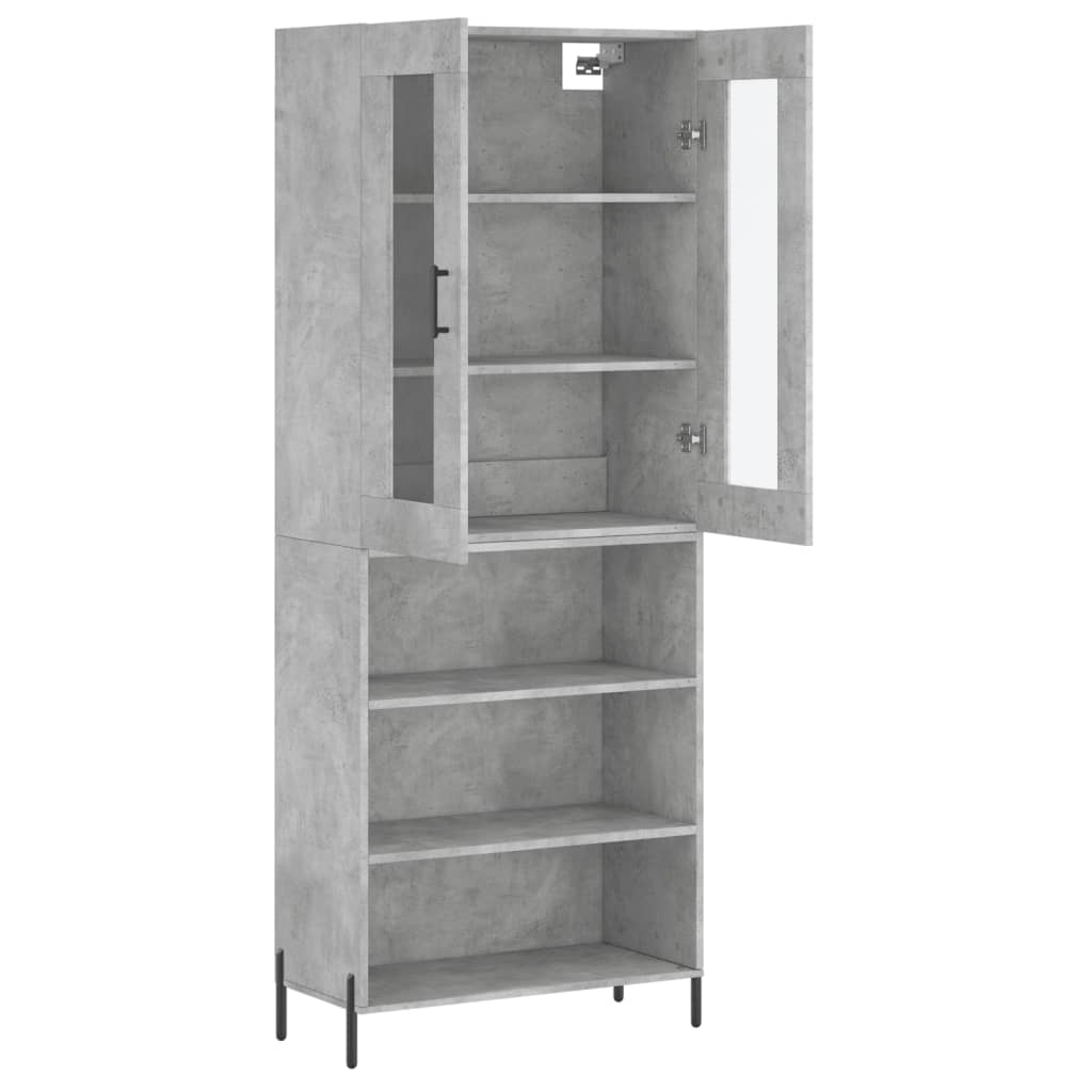 Buffet haut Gris béton 69,5x34x180 cm Bois d'ingénierie - XIOS