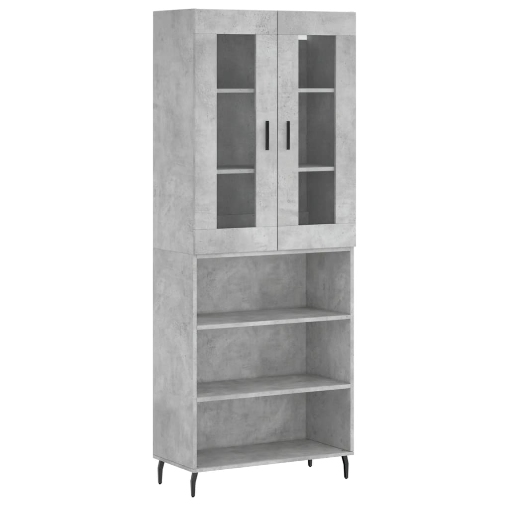 Buffet haut Gris béton 69,5x34x180 cm Bois d'ingénierie - XIOS