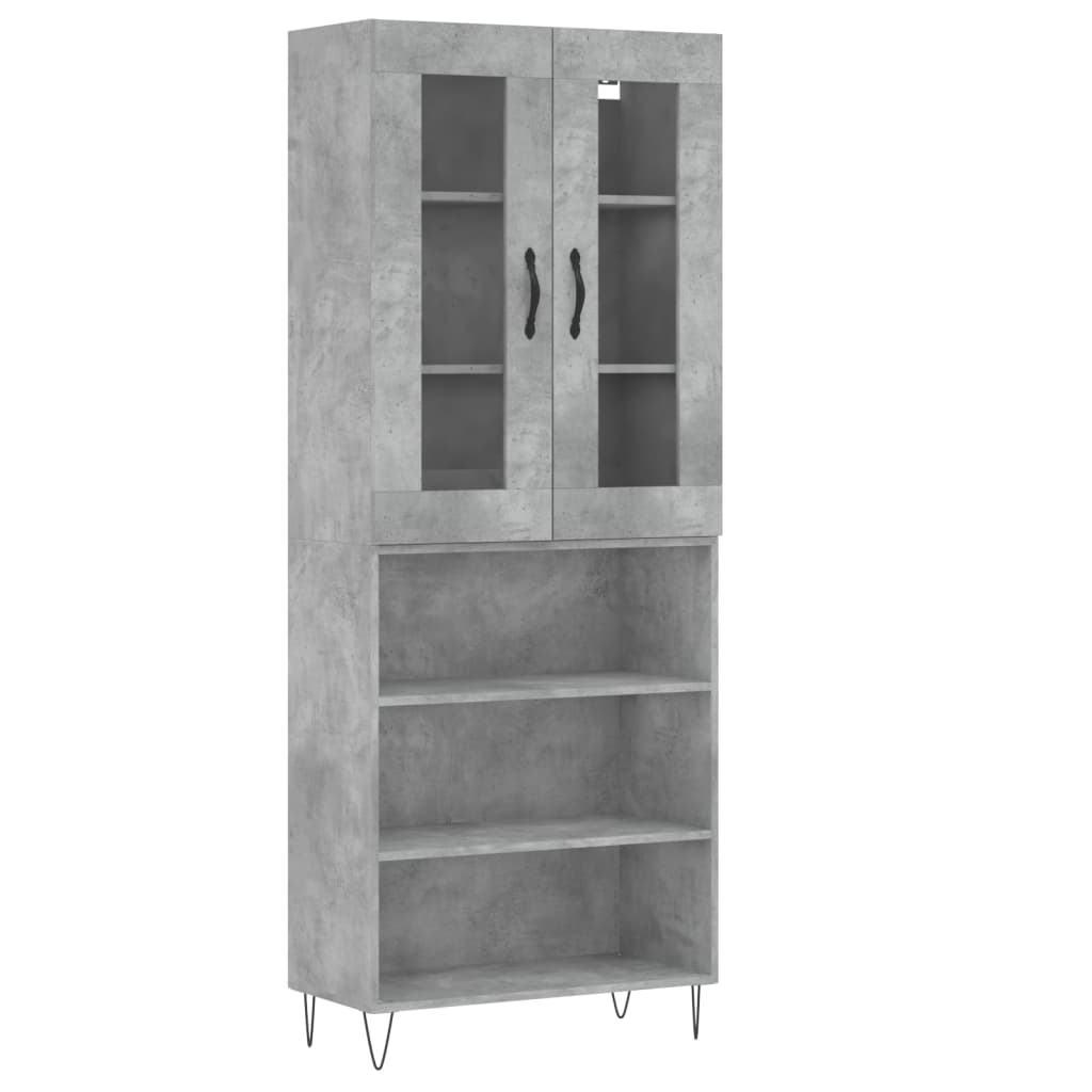Buffet haut Gris béton 69,5x34x180 cm Bois d'ingénierie - XIOS