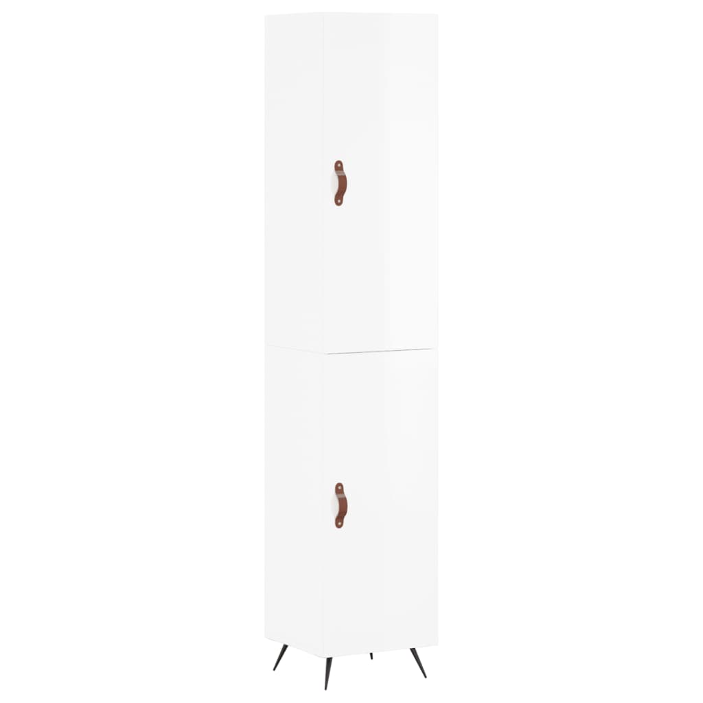 Buffet haut Blanc brillant 34,5x34x180 cm Bois d'ingénierie - XIOS