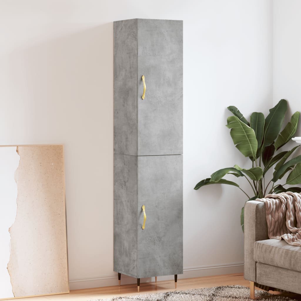 Buffet haut Gris béton 34,5x34x180 cm Bois d'ingénierie - XIOS