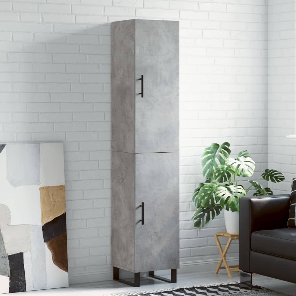 Buffet haut Gris béton 34,5x34x180 cm Bois d'ingénierie - XIOS