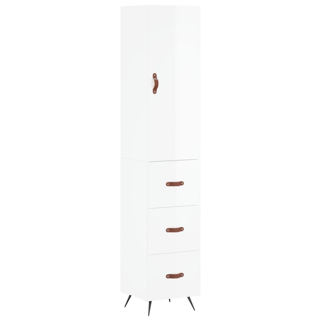 Buffet haut Blanc brillant 34,5x34x180 cm Bois d'ingénierie - XIOS