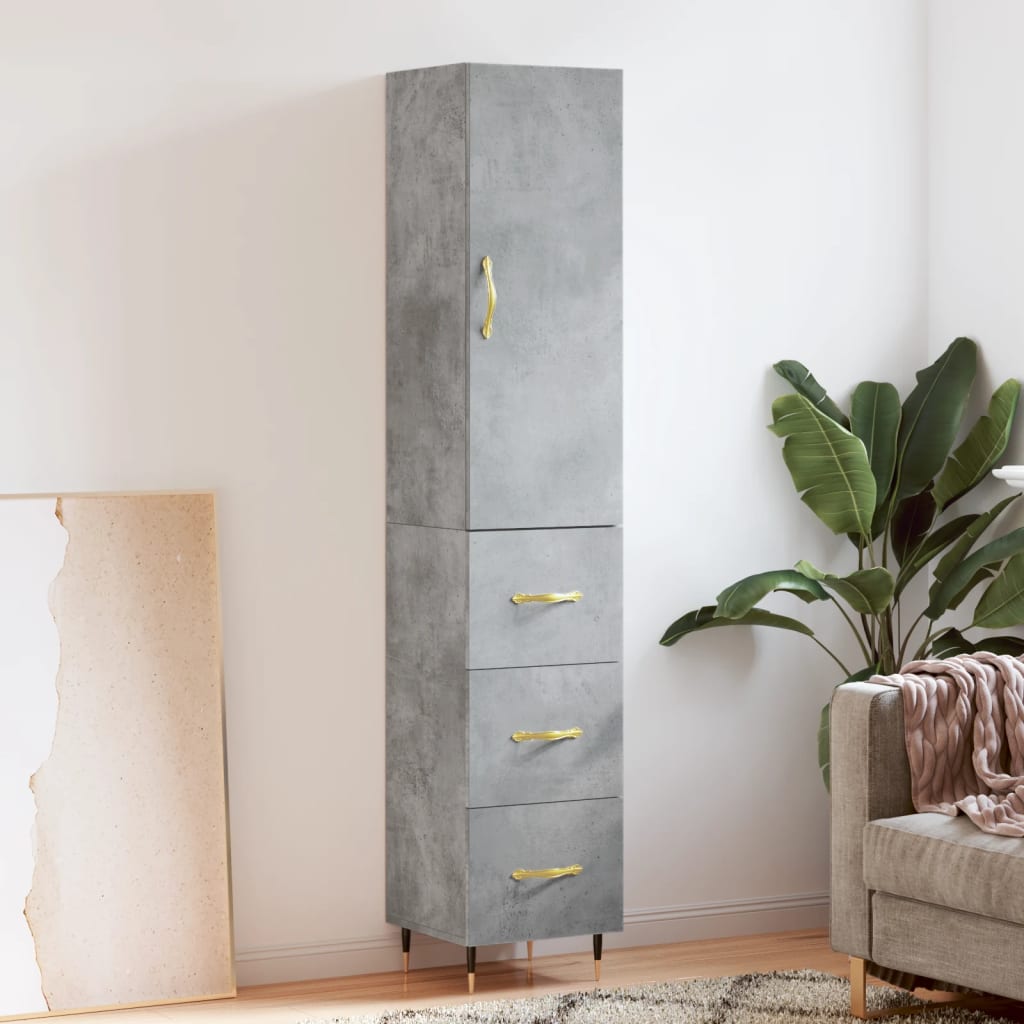 Buffet haut Gris béton 34,5x34x180 cm Bois d'ingénierie - XIOS