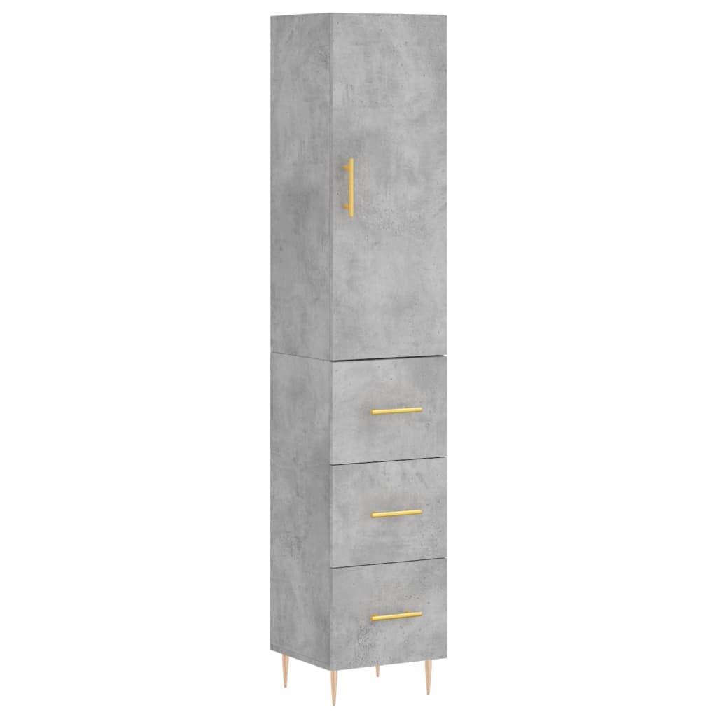 Buffet haut Gris béton 34,5x34x180 cm Bois d'ingénierie - XIOS