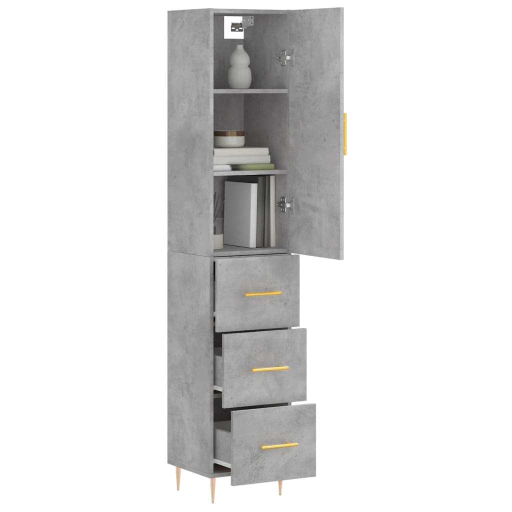 Buffet haut Gris béton 34,5x34x180 cm Bois d'ingénierie - XIOS