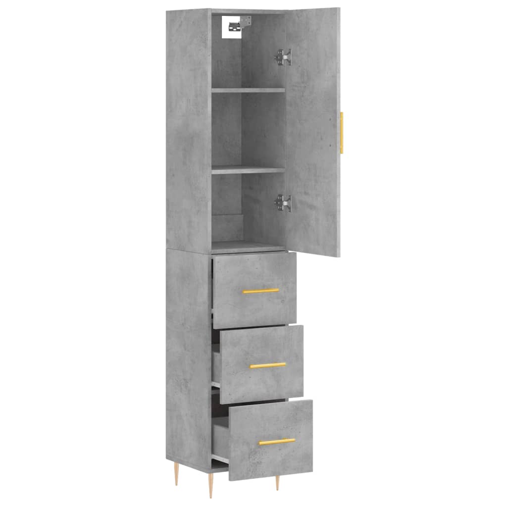 Buffet haut Gris béton 34,5x34x180 cm Bois d'ingénierie - XIOS