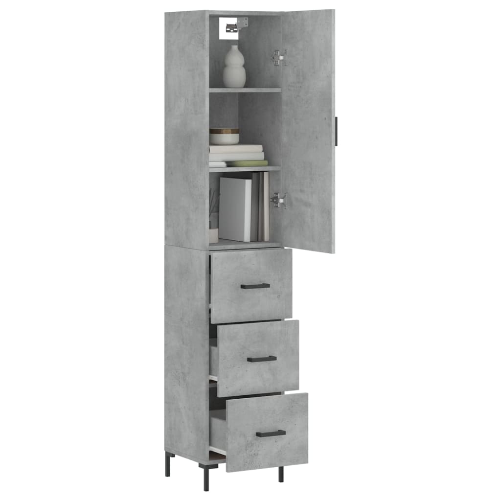 Buffet haut Gris béton 34,5x34x180 cm Bois d'ingénierie - XIOS