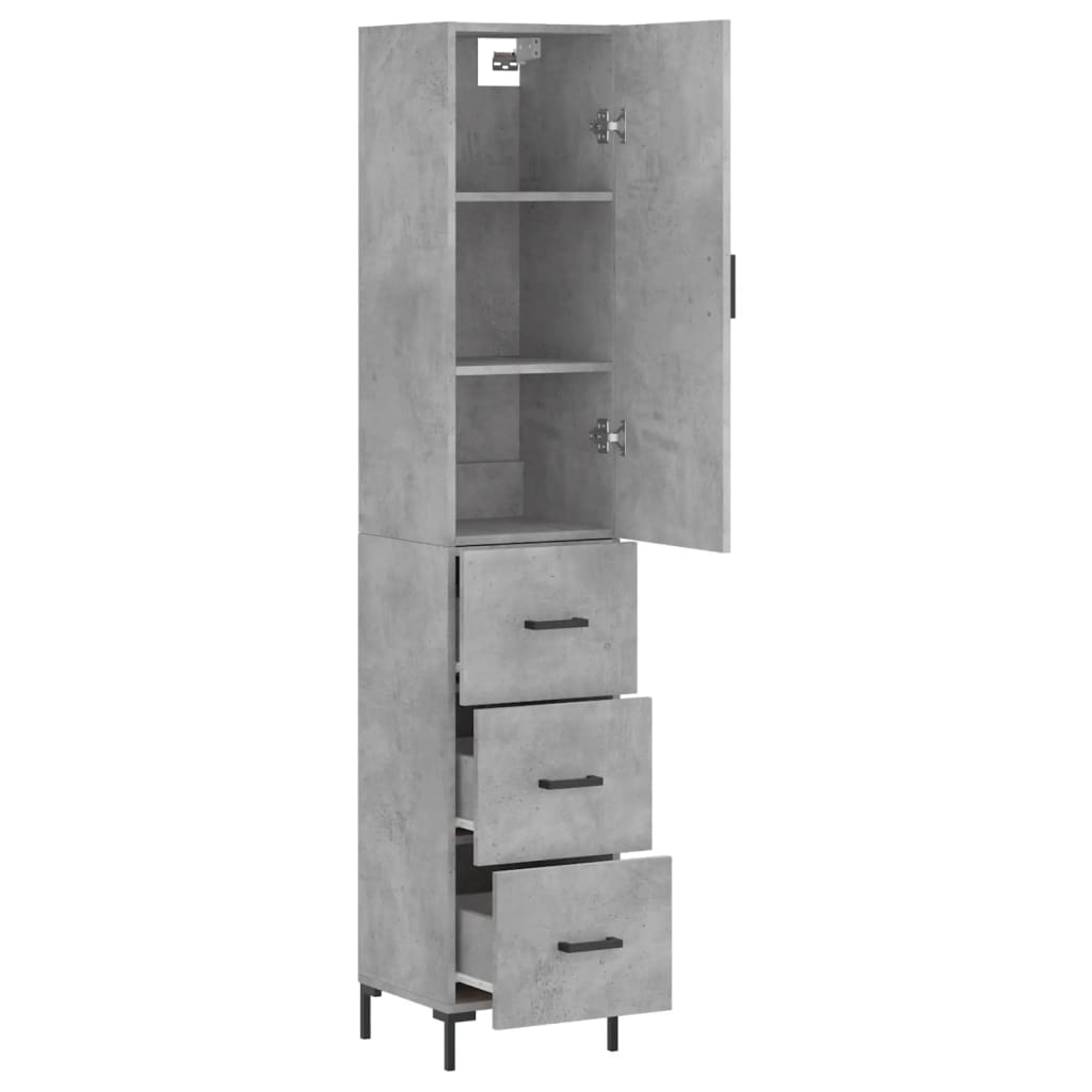 Buffet haut Gris béton 34,5x34x180 cm Bois d'ingénierie - XIOS