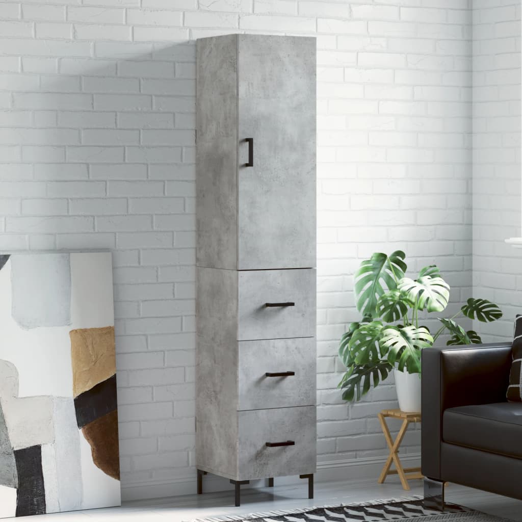Buffet haut Gris béton 34,5x34x180 cm Bois d'ingénierie - XIOS