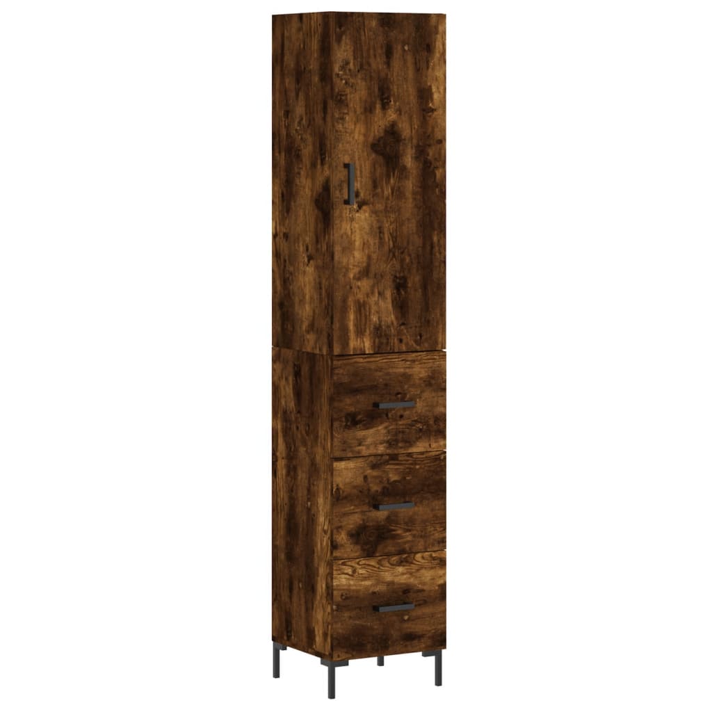 Buffet haut Chêne fumé 34,5x34x180 cm Bois d'ingénierie - XIOS