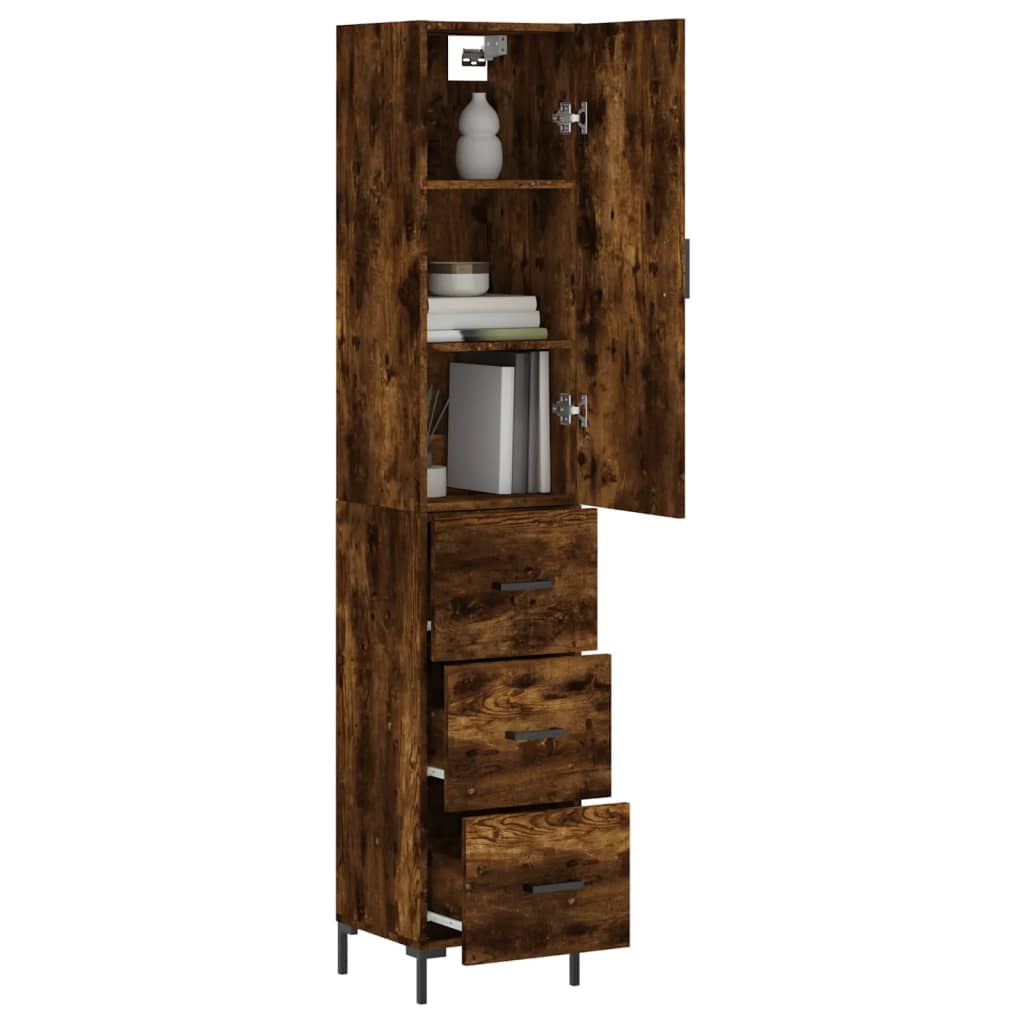 Buffet haut Chêne fumé 34,5x34x180 cm Bois d'ingénierie - XIOS