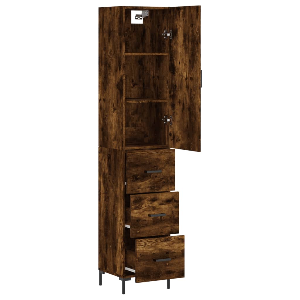 Buffet haut Chêne fumé 34,5x34x180 cm Bois d'ingénierie - XIOS