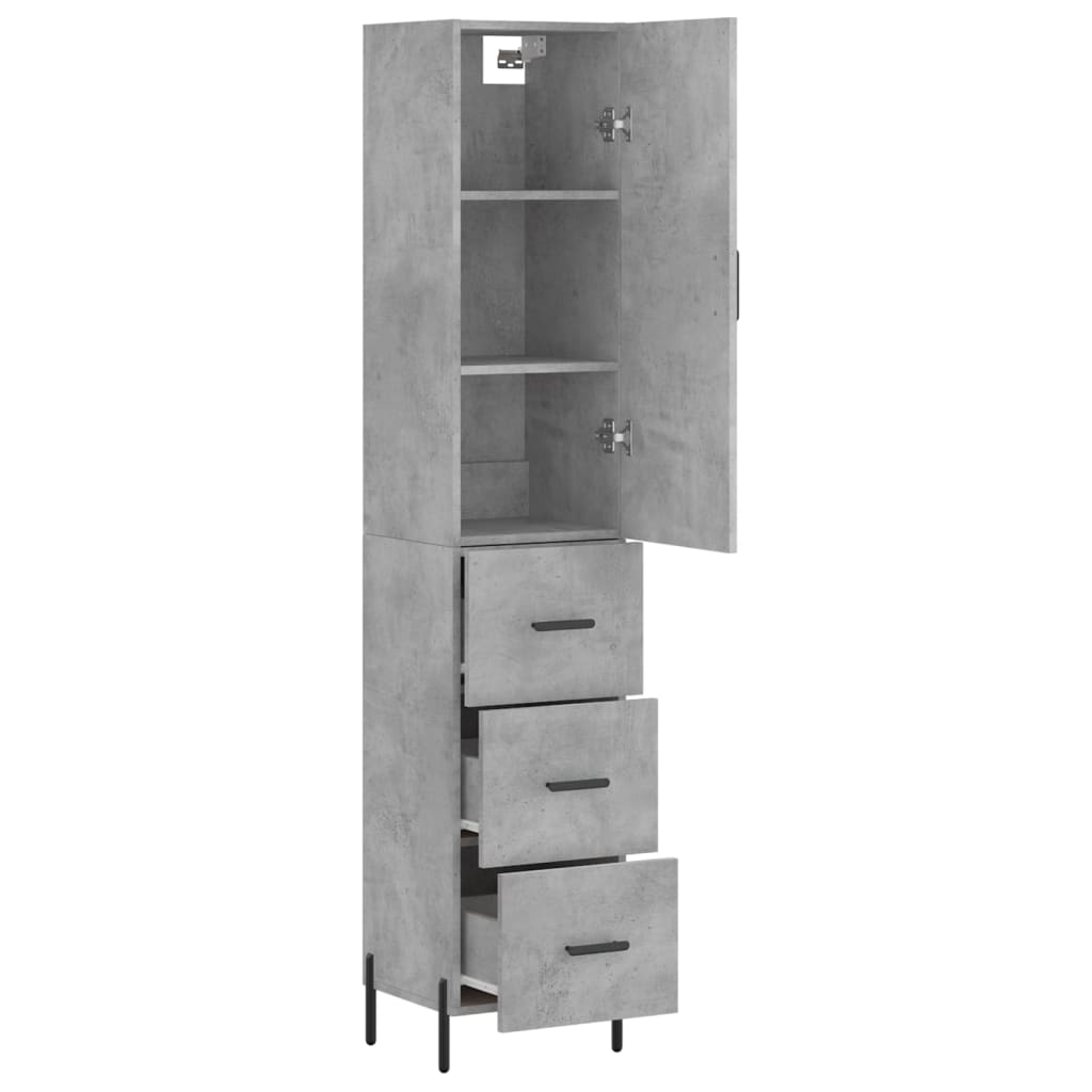 Buffet haut Gris béton 34,5x34x180 cm Bois d'ingénierie - XIOS