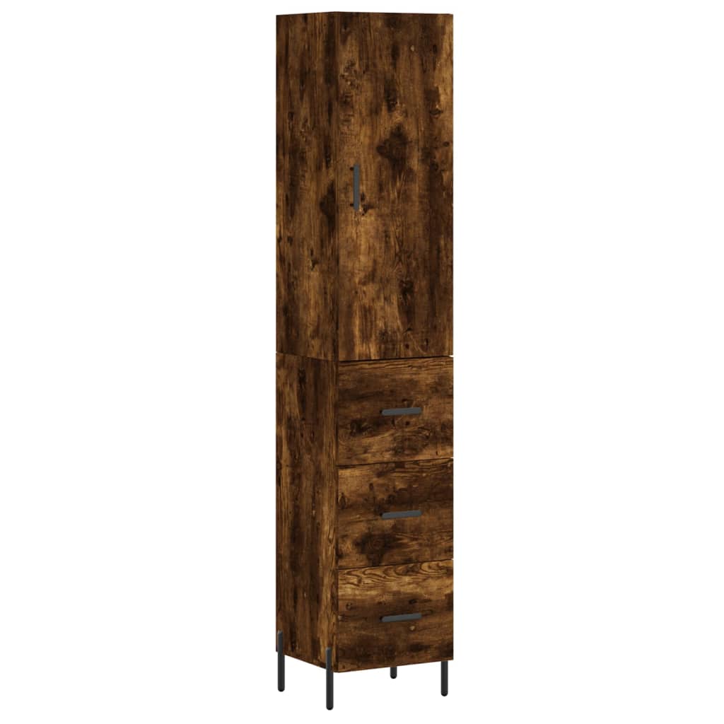 Buffet haut Chêne fumé 34,5x34x180 cm Bois d'ingénierie - XIOS
