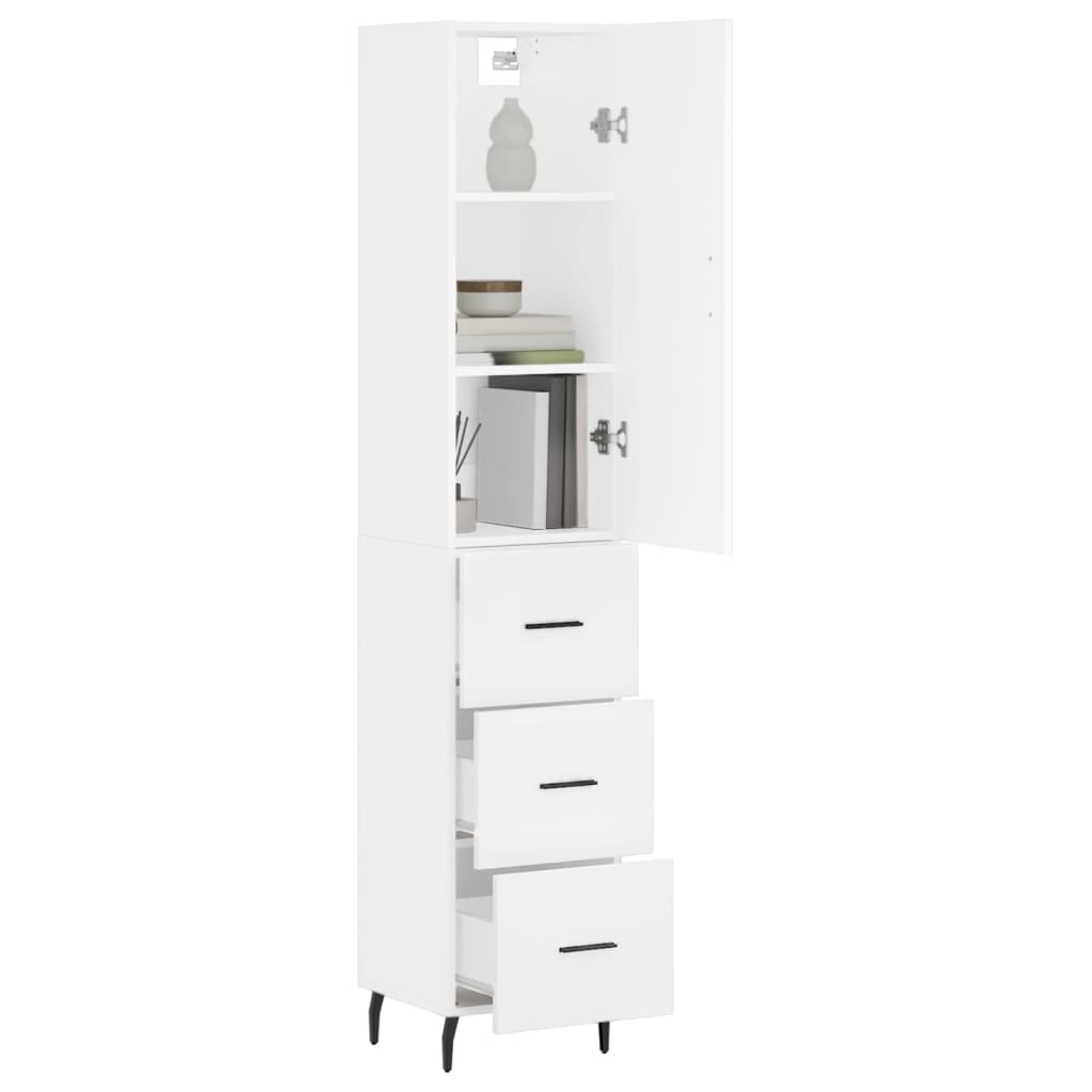 Buffet haut Blanc 34,5x34x180 cm Bois d'ingénierie - XIOS