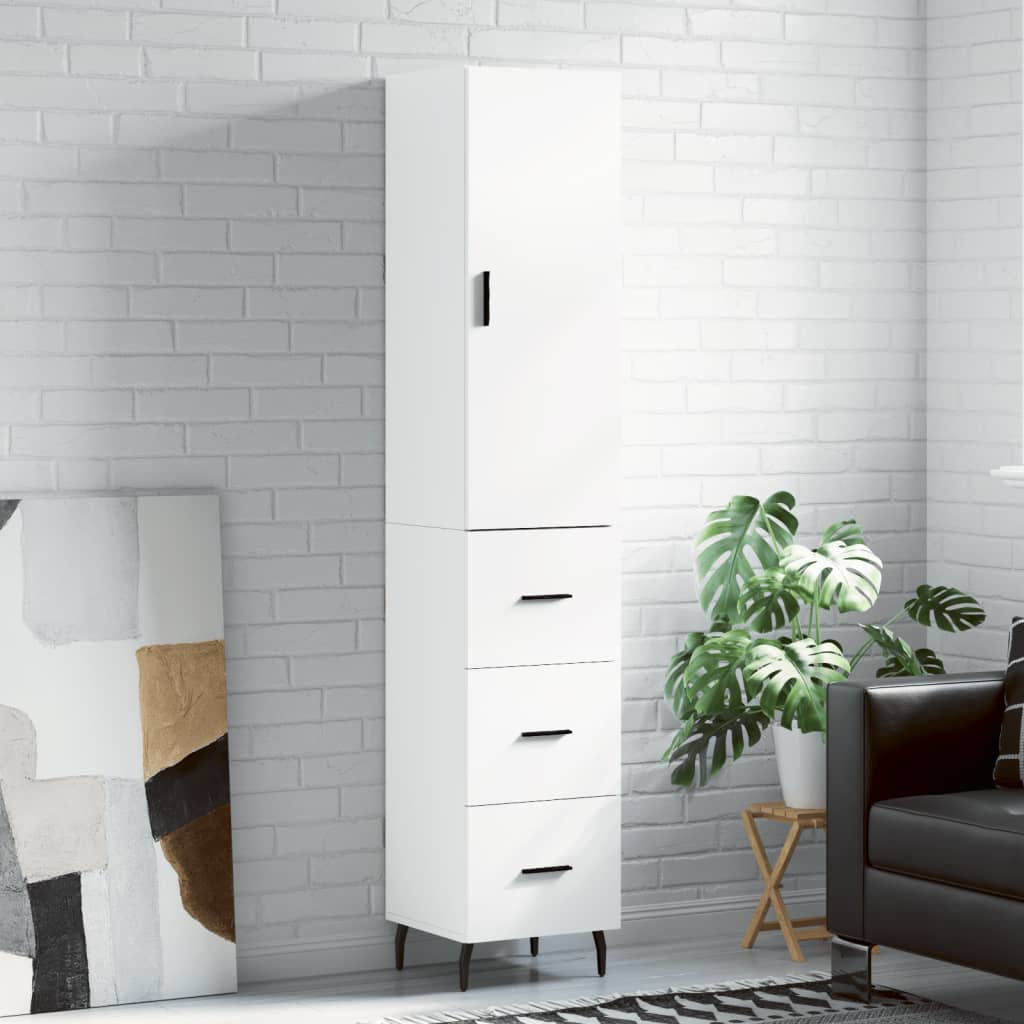 Buffet haut Blanc 34,5x34x180 cm Bois d'ingénierie - XIOS